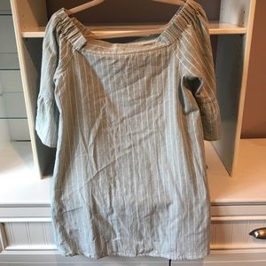 Sage and white stripped dress